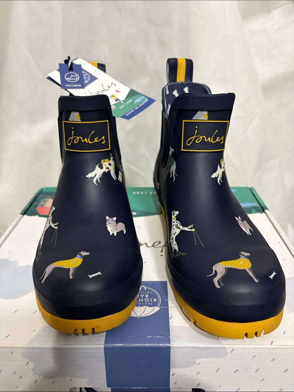 Joules Dog Print Wellington Boots size US 6 NWT
